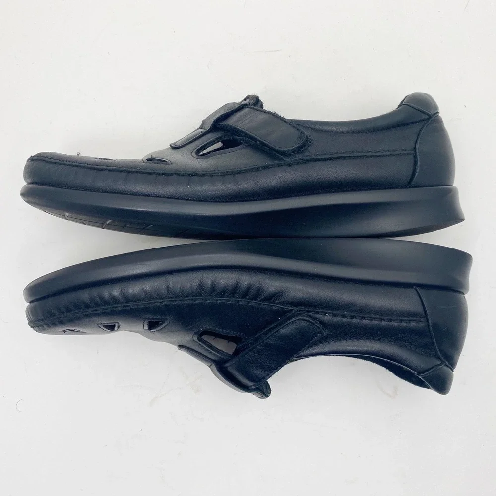 SAS Roamer Tripad Comfort Leather Mary Jane Loafers Women 10S Slim Black Comfort